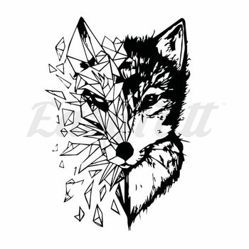 Geometric Wolf - Temporary Tattoo