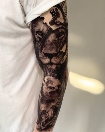 (Full Sleeve) The Lion - Temporary Tattoo