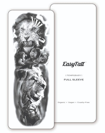 (Full Sleeve) Lion Battle - Temporary Tattoo