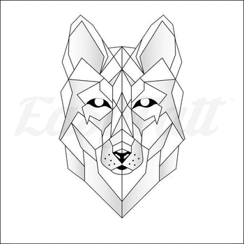 Geometric Wolf - Temporary Tattoo