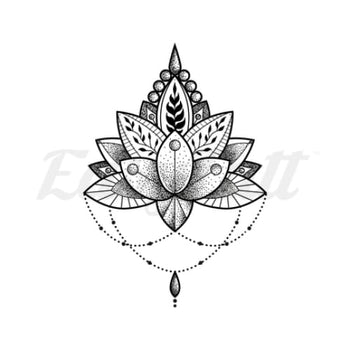 Lotus Flower and Beads - Temporary Tattoo
