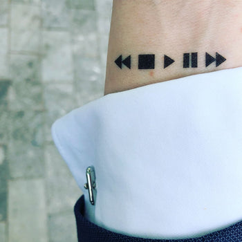 Rewind Stop Play Pause Fast Forward - Temporary Tattoo