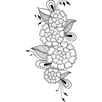 Simple Floral Outline - Temporary Tattoo