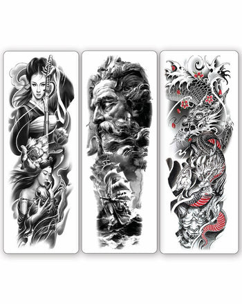 3 Full Sleeves Temporary Pack - Temporary Tattoos