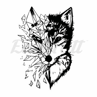 Geometric Wolf - Temporary Tattoo