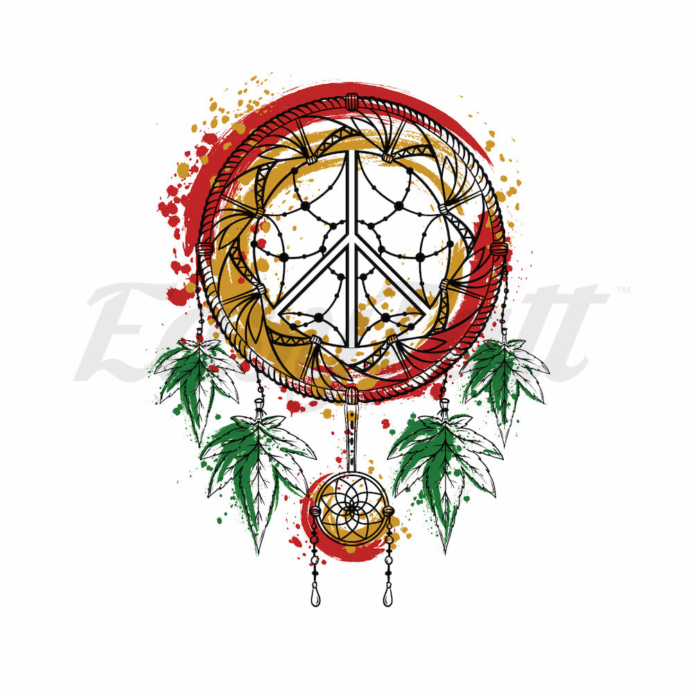 Jamaican  Dreamcatcher - Temporary Tattoo