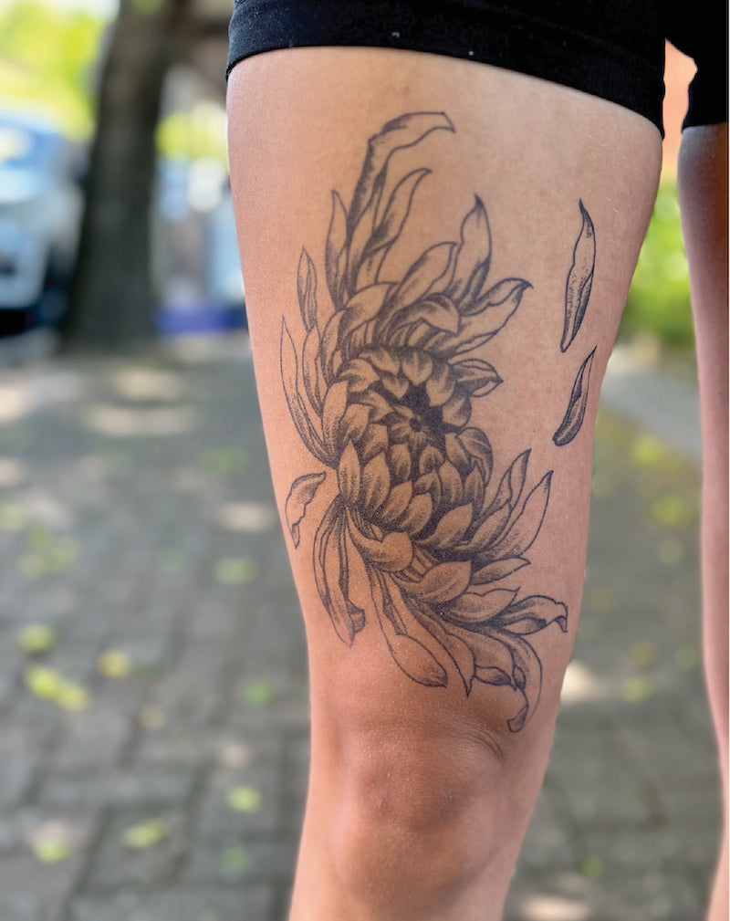 Japanese Chrysanthemum - Semi-Permanent Tattoo