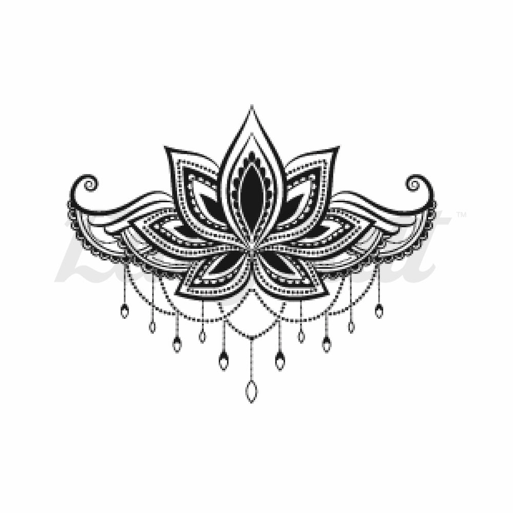 Jewelled Lotus - Temporary Tattoo