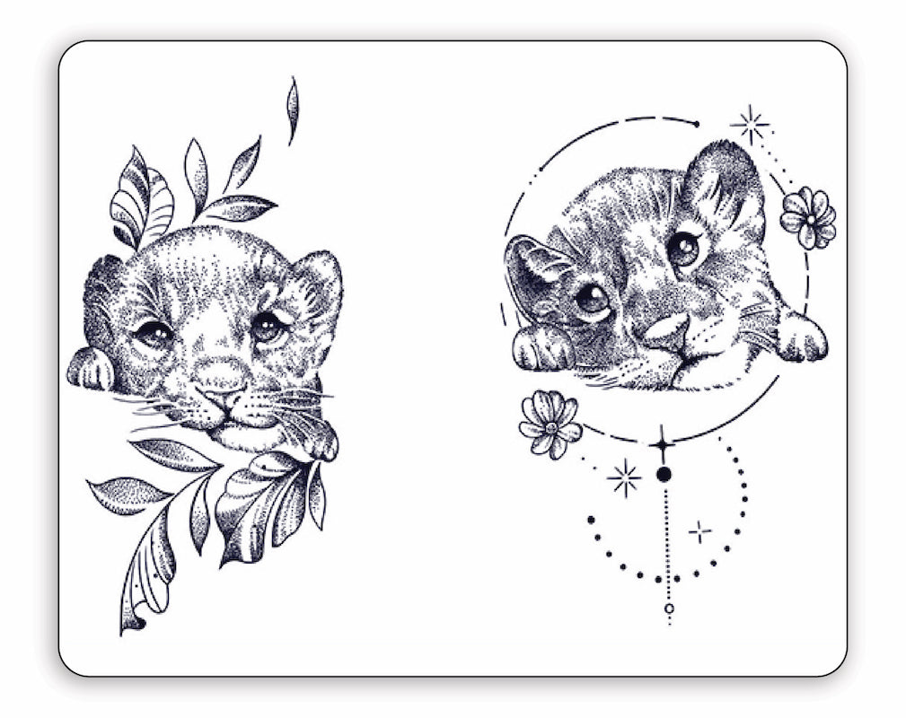 (2 Tattoos) Lion Cubs - Semi-Permanent Tattoos