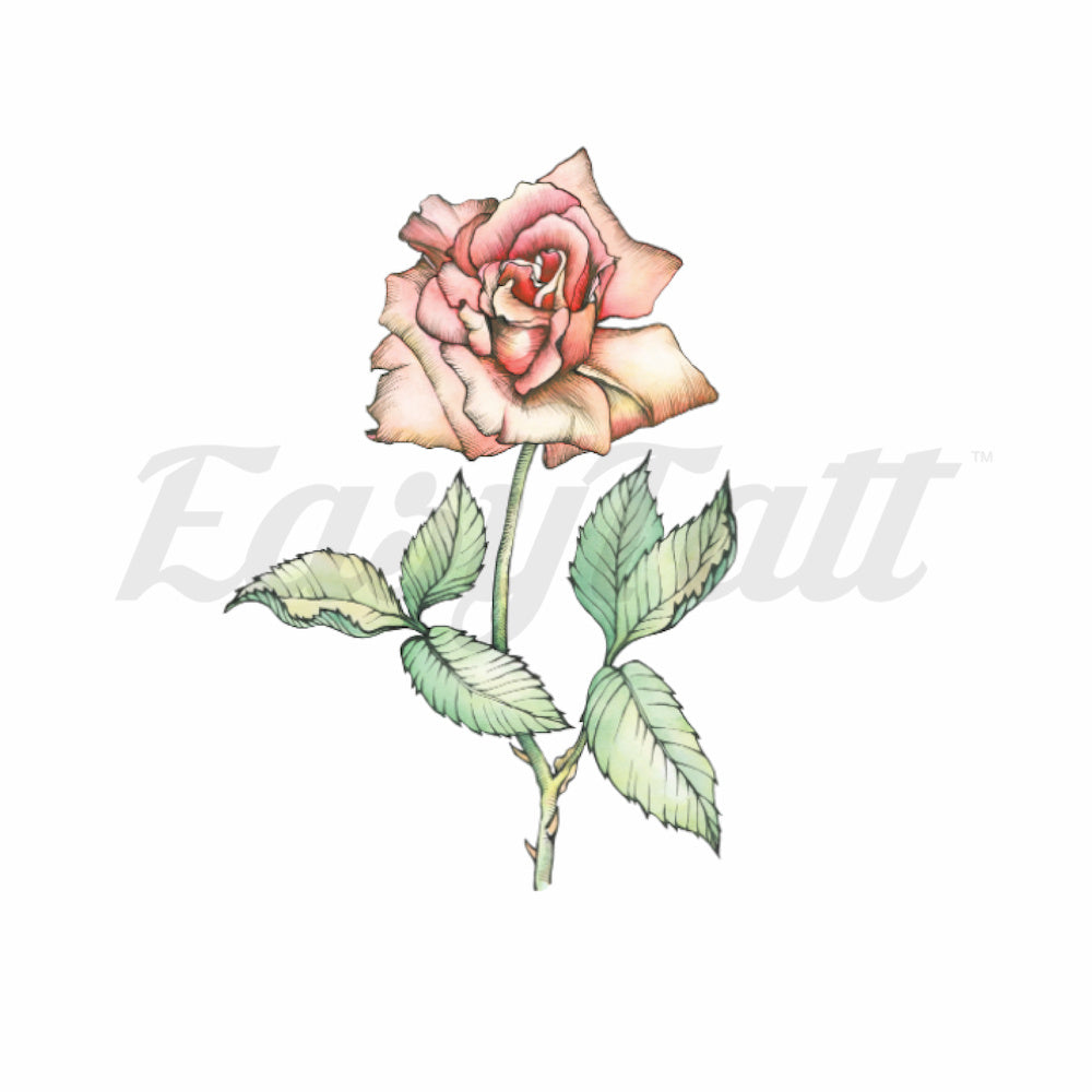 Peach Rose - Temporary Tattoo