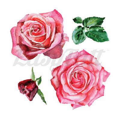 Watercolour Pink Roses - Temporary Tattoos