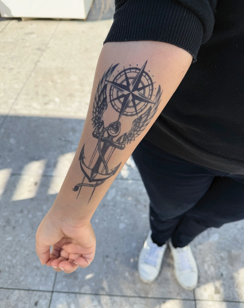 Winged Anchor - Semi-Permanent Tattoo