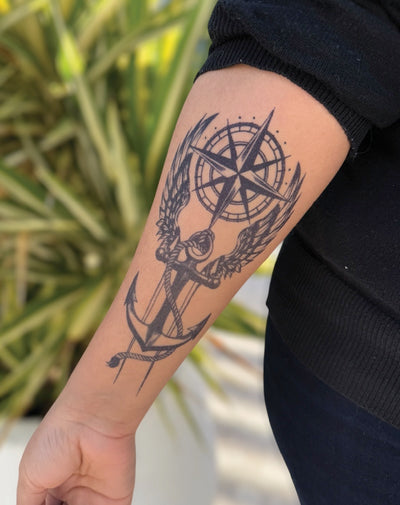 Winged Anchor - Semi-Permanent Tattoo