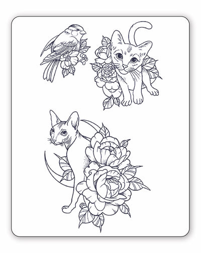 Flower Cats - Semi-Permanent Tattoos