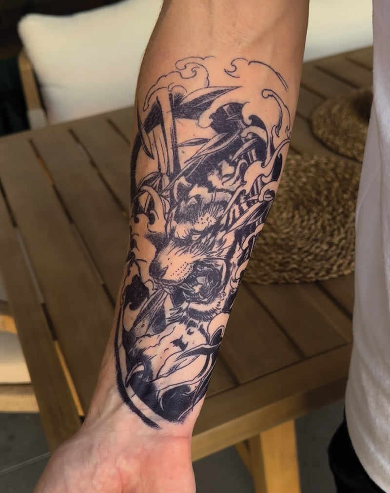 (Half Sleeve) Japanese Tiger - Semi-Permanent Tattoo