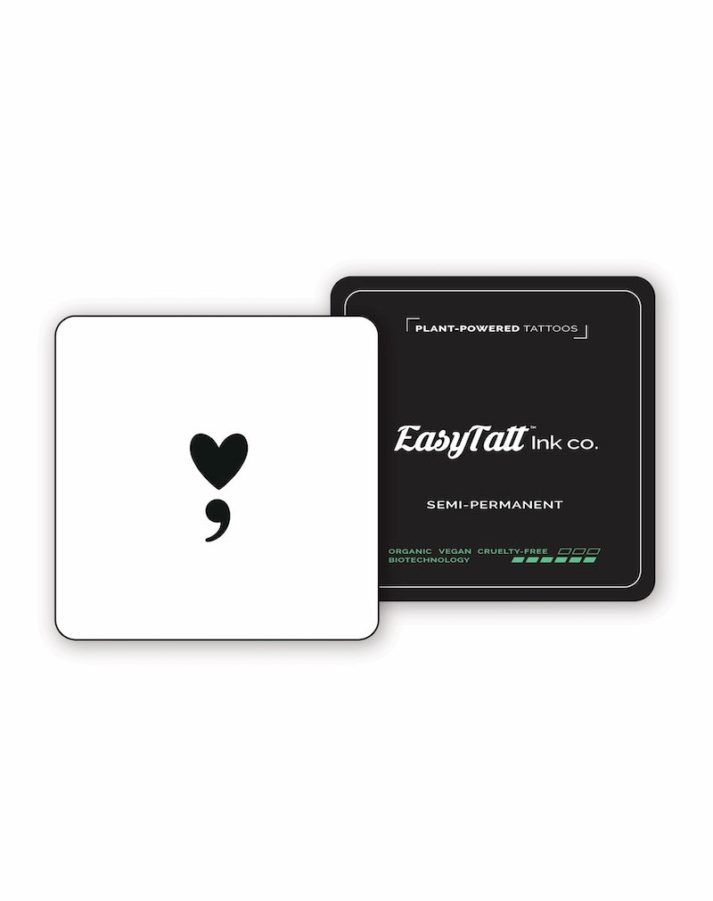 Semi Colon Heart - Semi-Permanent Tattoo