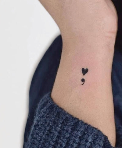 Semi Colon Heart - Semi-Permanent Tattoo