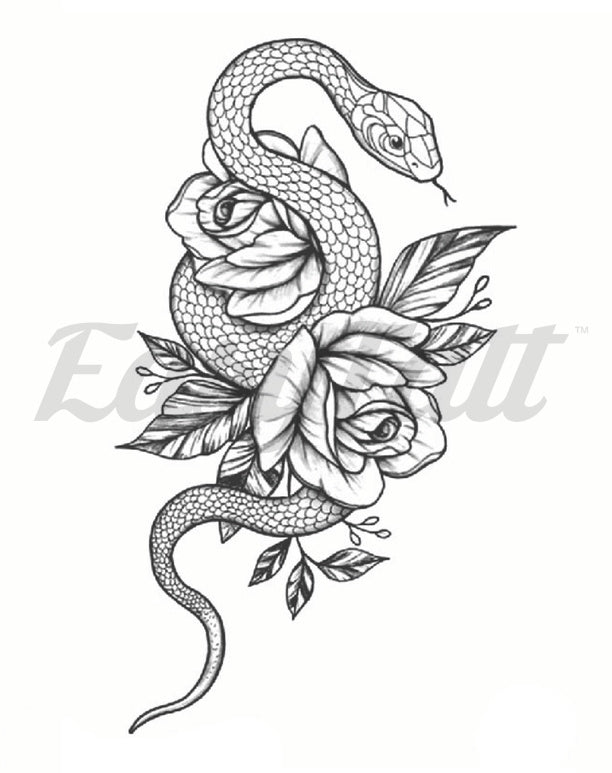 Flower Snake - Temporary Tattoo