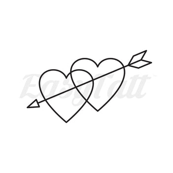 Arrow Through Hearts - Temporary Tattoo