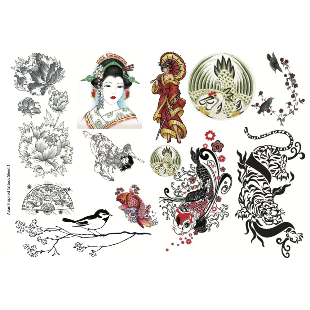 Asian Tattoo Set - Temporary Tattoo