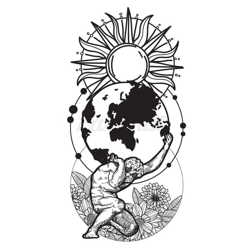 Atlas Holding the World - Temporary Tattoo