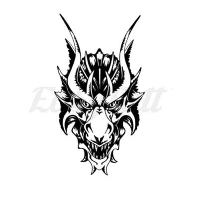 Black Dragon Head - Temporary Tattoo