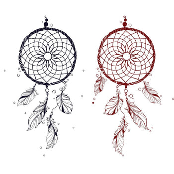 Blue and Red Dreamcatcher - Temporary Tattoo