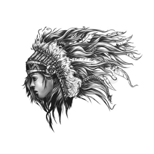 Child in Native American Feather Headress - Temporary Tattoo