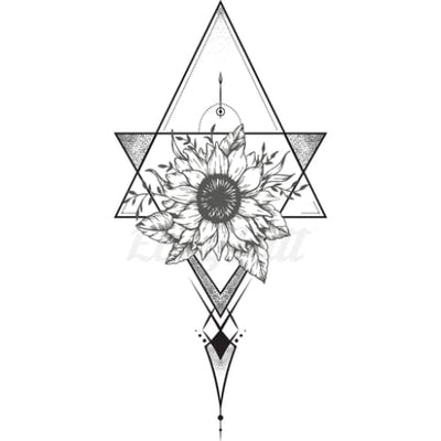 Chrysanthemums on Triangles - Temporary Tattoo