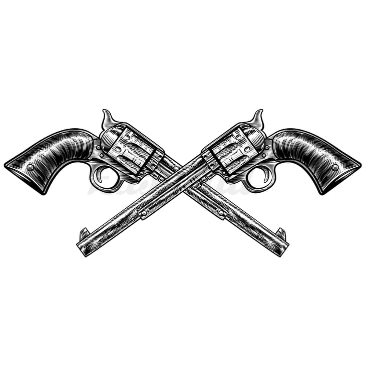 Crossed Pistols - Temporary Tattoo