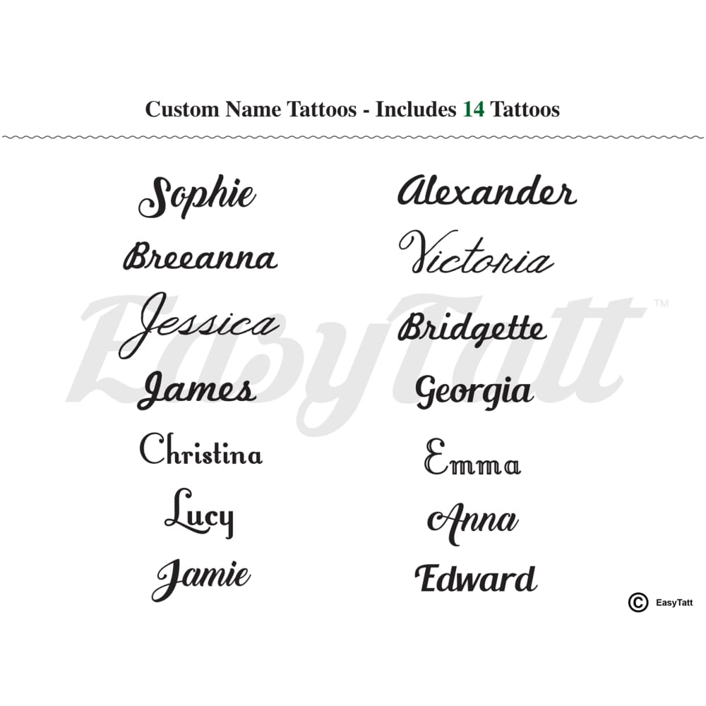 Custom Names 14 Tattoos Temporary Tattoo EasyTatt™