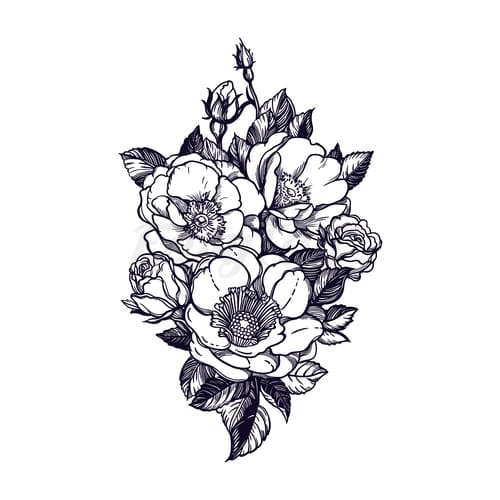 Dog Rose Corsage - Temporary Tattoo