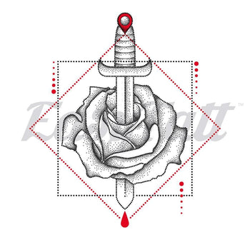 Dot Work Roses in Shapes - Temporary Tattoo