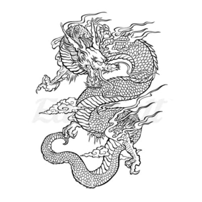 Dragon and Clouds - Temporary Tattoo