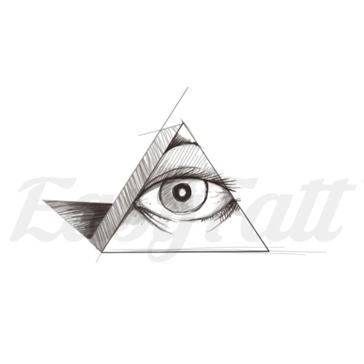 Eye in 3D Triangle - Temporary Tattoo