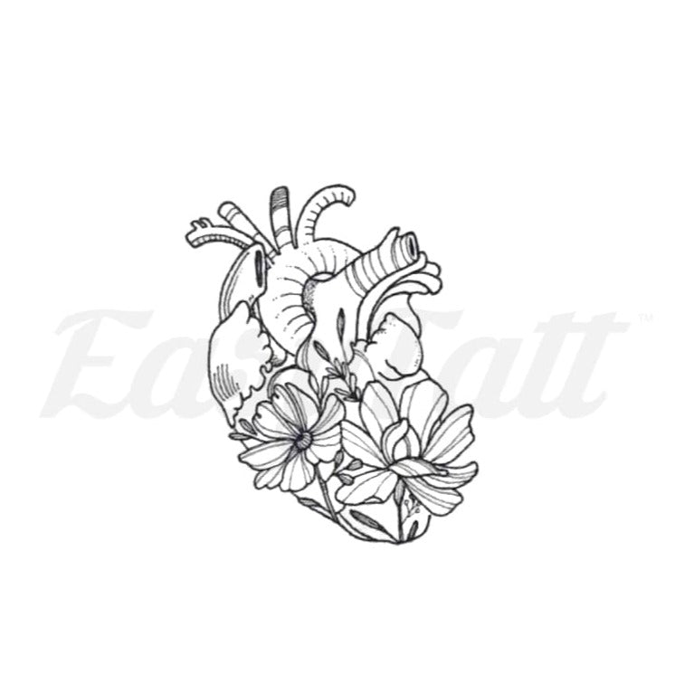 Floral Heart - Temporary Tattoo