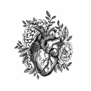 Floral Heart - Temporary Tattoo