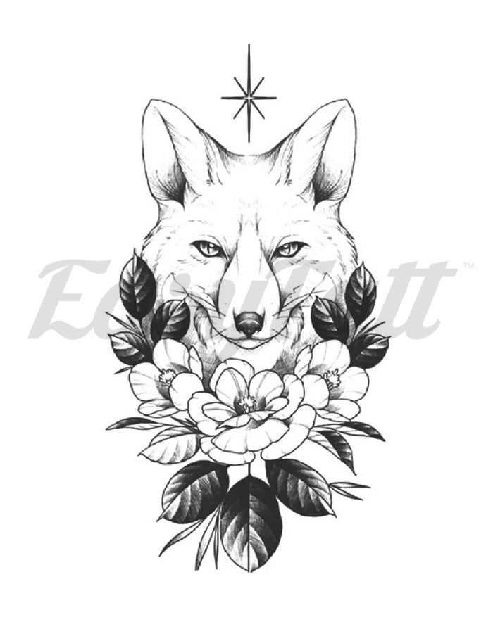 Floral Fox - Temporary Tattoo