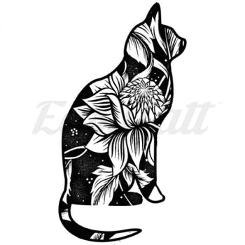 Flower Cat - By Jen - Temporary Tattoo