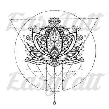 Geometric Lotus Flower - Temporary Tattoo