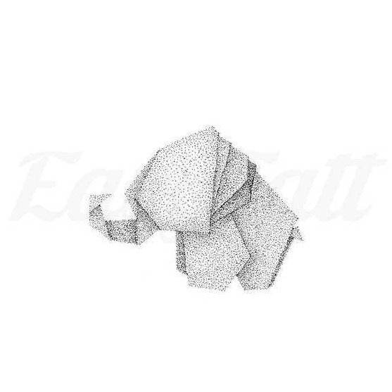 Origami Elephant - Temporary Tattoo