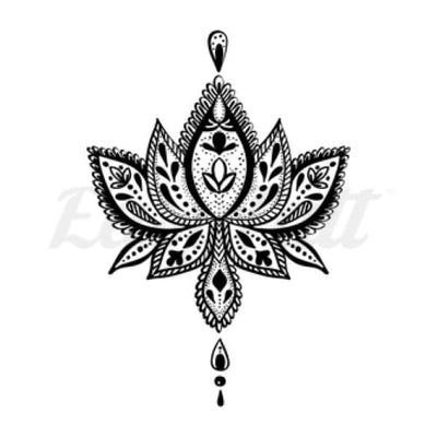 Lotus Flower and Beads - Temporary Tattoo