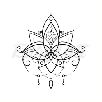 Lotus Flower and Beads - Temporary Tattoo