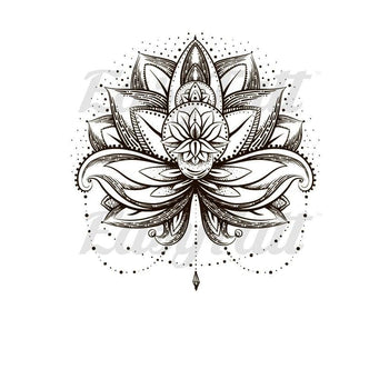 Lotus Flower and Jewels - Temporary Tattoo