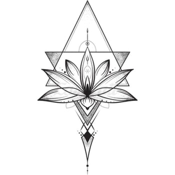 Lotus Flower and Triangle - Temporary Tattoo