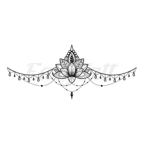 Lotus with Beads - Temporary Tattoo