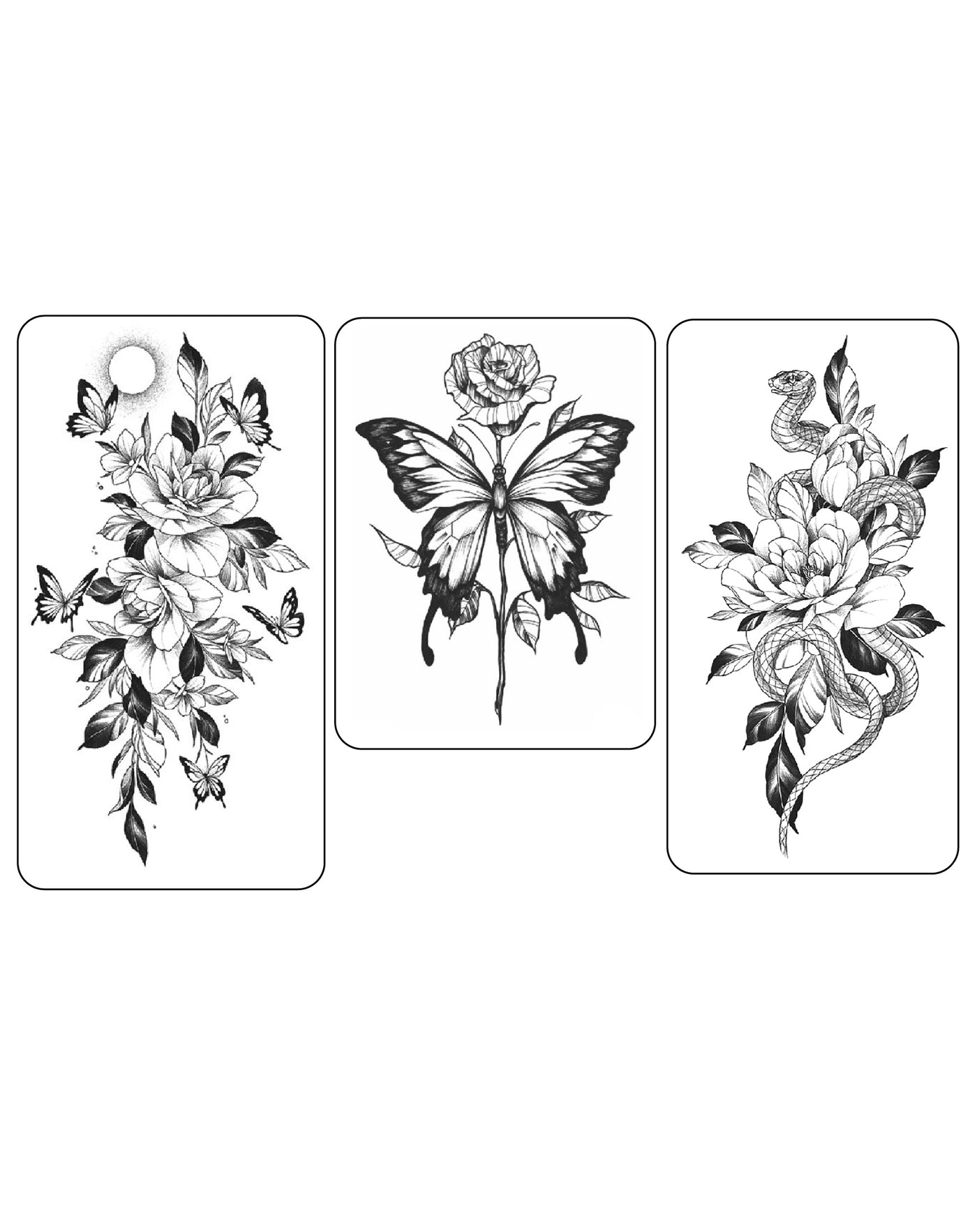 (Half Sleeves Pack) Nature Trio - Temporary Tattoos