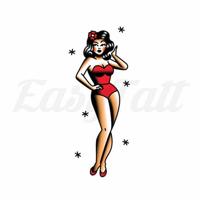 Pin Up Girl - Temporary Tattoo