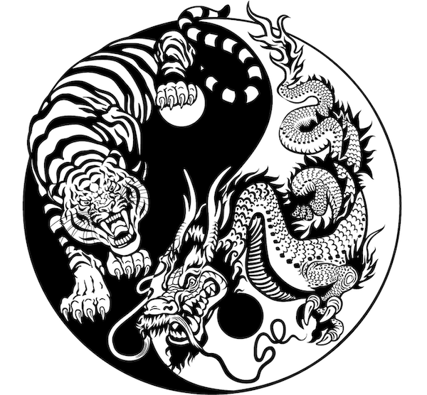 Tiger and Dragon - Temporary Tattoo