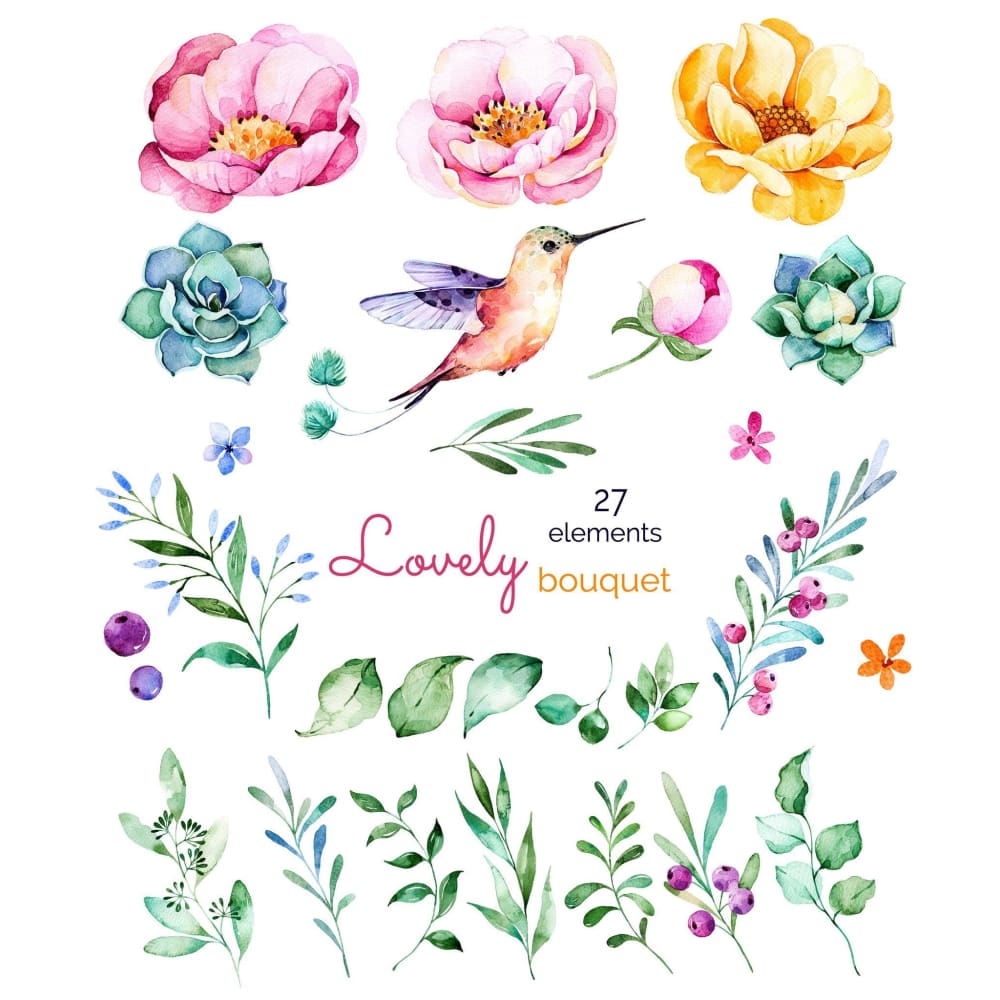 Watercolour Floral Set - Temporary Tattoo